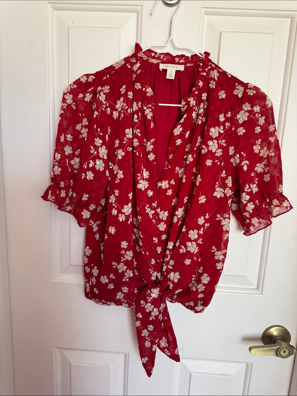 Tie-Front Floral Blouse - Red by Tamara H. NWOT